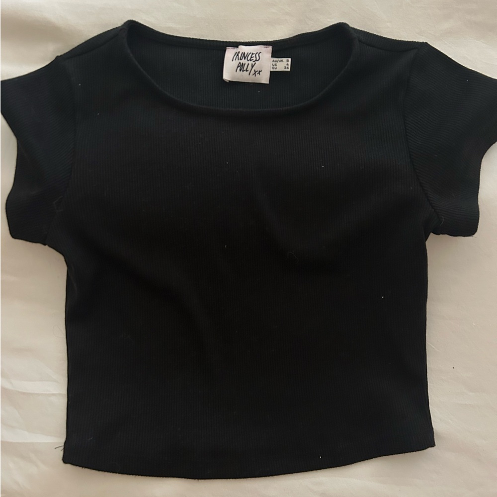 Princess Polly Black Crop Tee